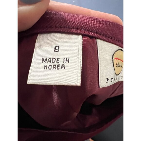 Talbots Petites Womens Size 8 Satin Skirt Red office career business - Picture 4 of 9